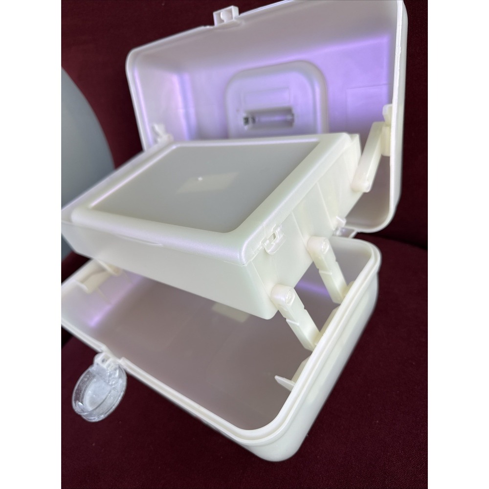 Caboodles White Opal On-The-Go Girl Retro Case Glitter-Rainbow Latch 13" - Picture 7 of 9